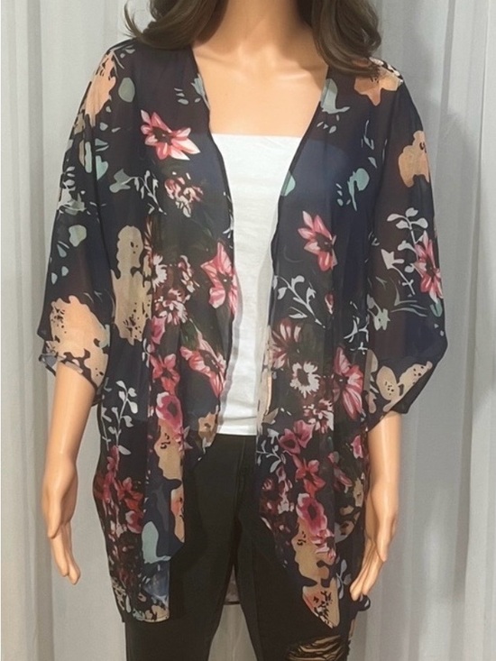 Other - Floral Kimono Cardigan - Blue and Pink